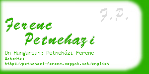 ferenc petnehazi business card