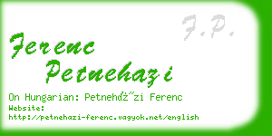 ferenc petnehazi business card